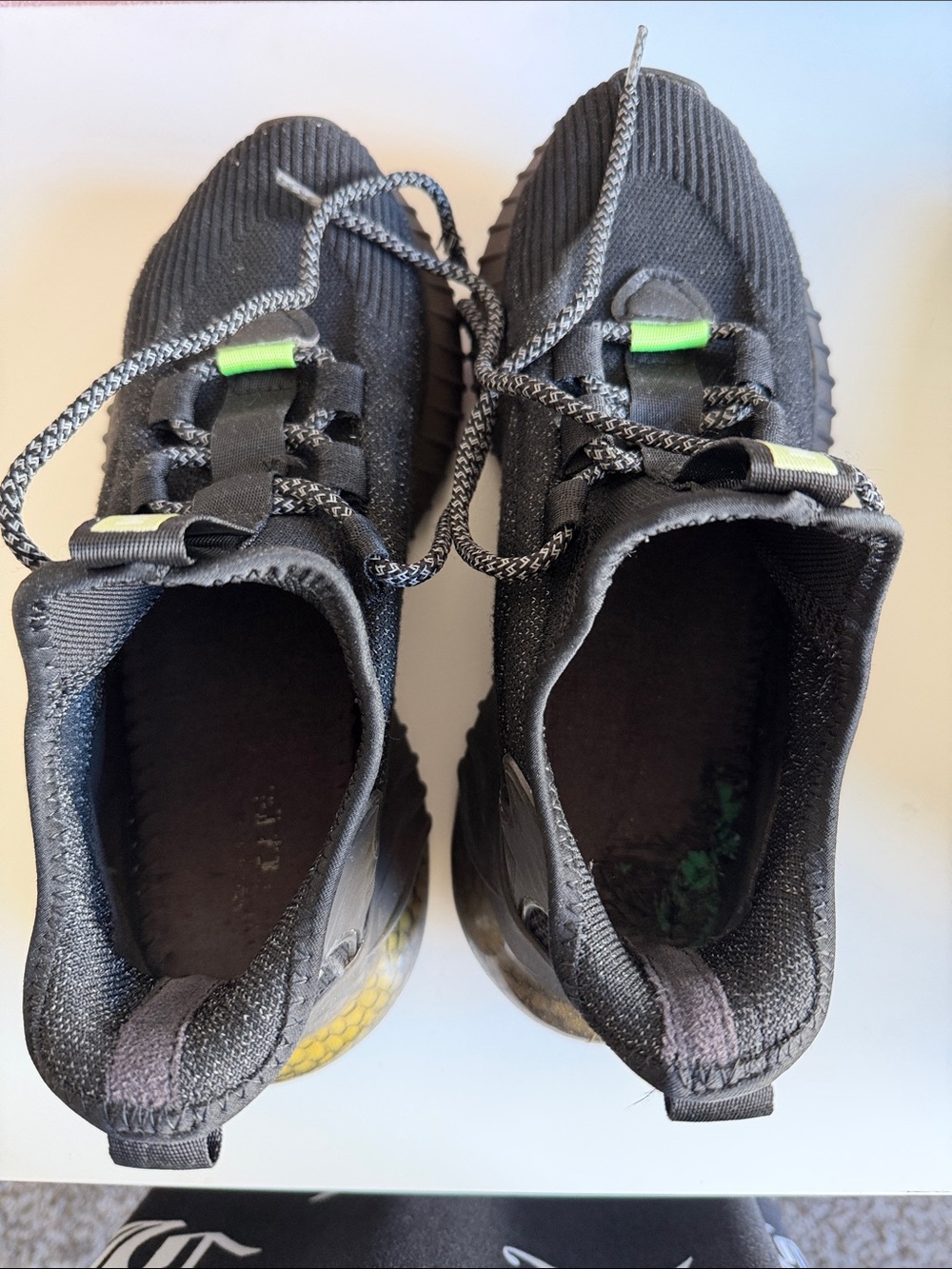 Men's Black Athletic Sneakers with Green Accent